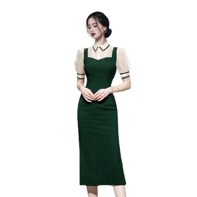 Vestido Midi con Panel de Cuello Entallado - Image 12