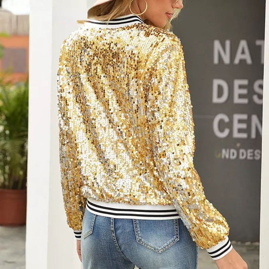 Chaqueta Casual Corta con Lentejuelas y Bloques de Color - Image 15