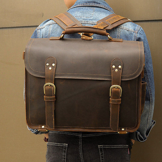 Bolsa Bandolera Hombre Cuero Genuino Crazy Horse Estilo Retro Vintage - Image 5