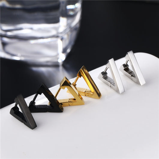 Aros Triangulares de Acero Inoxidable para Hombre y Mujer - Diseño Punk Hip Hop - Image 21
