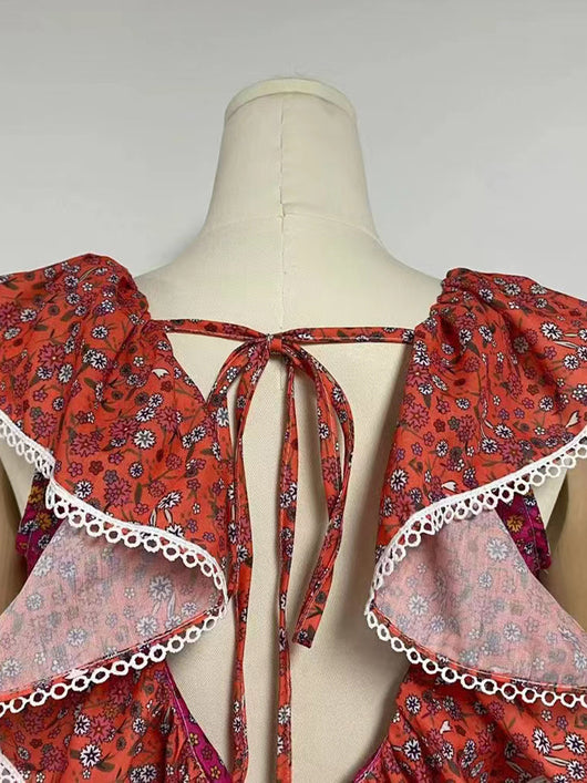 Conjunto Falda y Top Calado con Contraste de Colores - Image 9