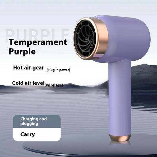 Purple high-speed wireless hair dryer with gold accents, featuring hot and cold air, shown on a reflective surface. - Image 8