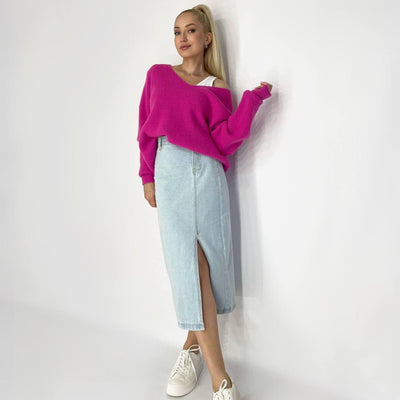 Suéter Tejido V-Neck Estilo Relajado para Mujer - Image 8