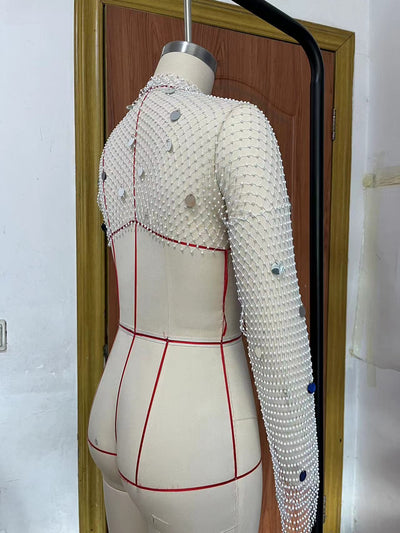 Cardigan de Malla con Lentejuelas y Detalles de Diamantes - Image 10