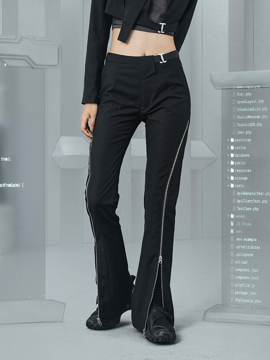 Pantalón Flare Slim Fit con Doble Cierre y Abertura Lateral - Image 12