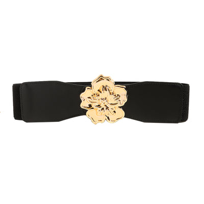 Cinturón Elástico para Mujer con Hebilla Floral Dorada - Accesorio Elegante para Vestidos - Image 27