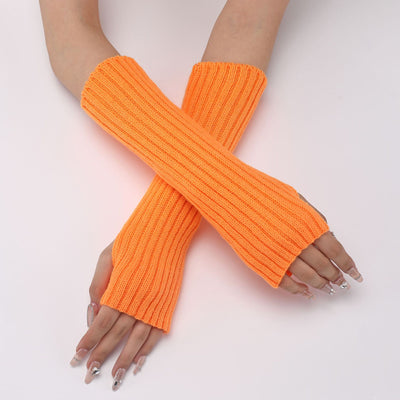 Guantes Largos Rayados de Lana para Otoño e Invierno - Mangas Calentadoras sin Dedos - Image 52