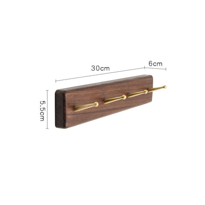 Perchero de Pared Nórdico en Madera Maciza con Ganchos de Latón - Estilo Japonés Nogal Negro - Image 16