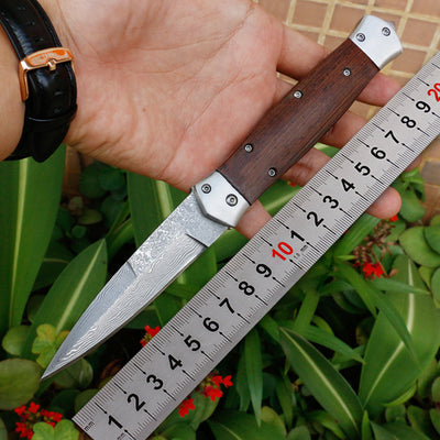 Cuchillo Plegable de Caza VG10 Damasco Artesanal con Mango de Wengué - EDC Premium - Image 7