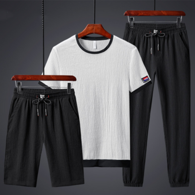 Traje Deportivo de Tres Piezas Talla Grande Tela Ice Silk Elástica - Image 6