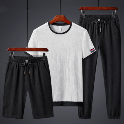 Traje Deportivo de Tres Piezas Talla Grande Tela Ice Silk Elástica - Image 6