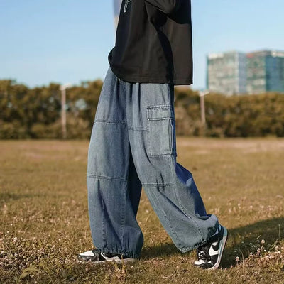 Pantalones Rectos con Pliegues y Paneles Laterales para Hombre