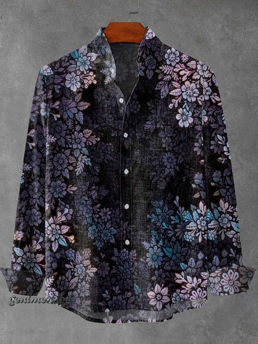 Camisa Manga Larga Cuello Alto con Estampado 3D de Rayas Irregulares para Hombre - Image 11