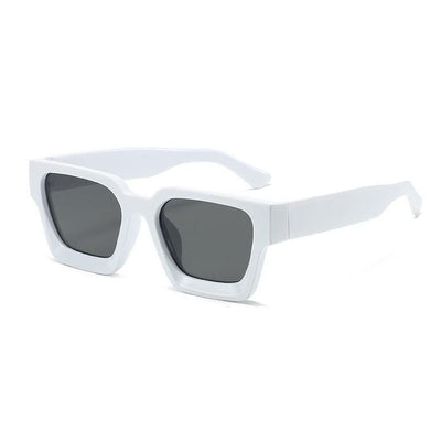 Olive green rectangular sunglasses with dark gray lenses, featuring a thick, modern frame design. - Image 3