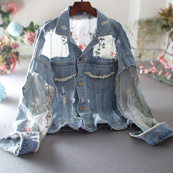 Abrigo Vintage Bordado Suelto y Casual para Mujer