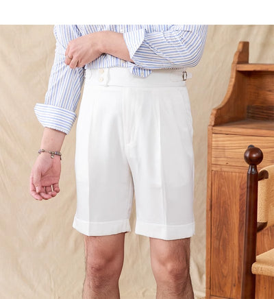 Pantalones Cortos Casuales Napoli de Doble Pliegue para Hombre - Estilo Británico - Image 16