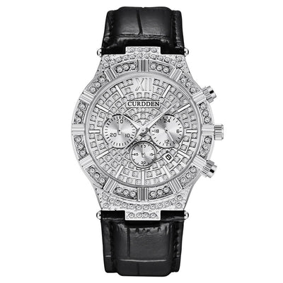 Reloj de Pulsera Hombre Elegante con Diamantes Incrustados y Tres Subdiales - Image 6