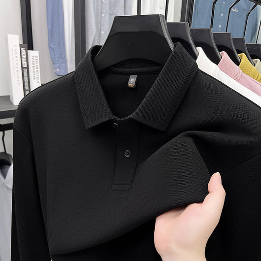 Polo de Algodón Mercerizado Manga Larga para Hombre - Ropa Casual Primavera Otoño - Image 7