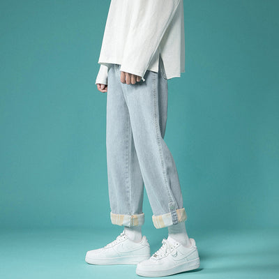Jeans Rectos Holgados de 9 Puntos Estilo Coreano Tendencia - Image 4