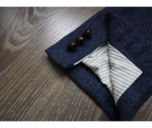 Chaqueta de Trabajo Vintage Americana en Tweed Espiga Lana Pesada con Botones Champiñón - Image 12