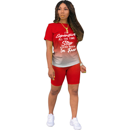 Traje Casual Mujer con Estampado de Letras y Degradado - Image 3