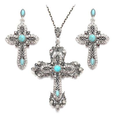 Conjunto de Joyería Retro Turquesa - Collar y Aretes - Image 8