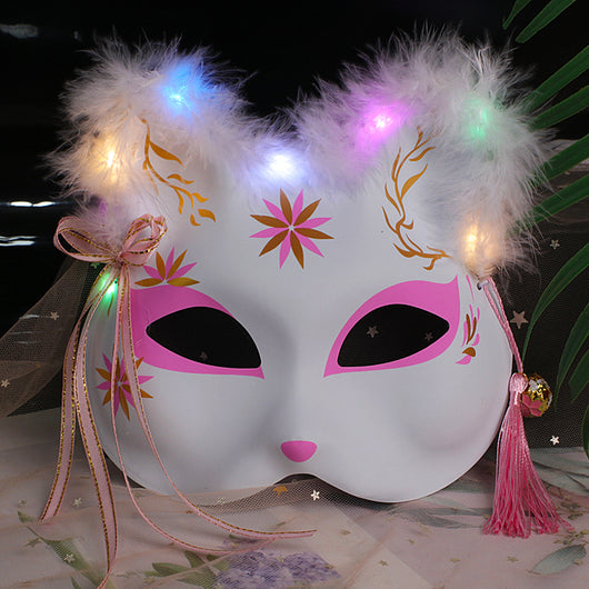 Máscara Luminosa de Zorro y Gato Bifronte con Plumas - Image 26