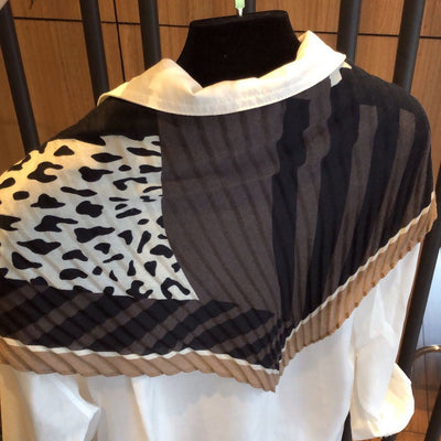 Pañuelo de Algodón y Lino con Proceso de Ondulación Fashion para Mujer - Image 3