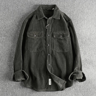 Camisa de Pana Retro de Algodón con Manga Larga para Hombre - Image 22