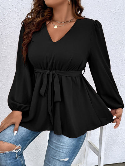 Blusa Slim con Cuello V y Mangas Farol para Mujer - Image 11