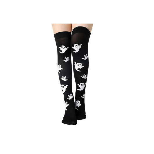 Medias Largas Hasta la Rodilla con Estampado Halloween - Telaraña, Murciélagos, Calaveras y Castillo - Image 28