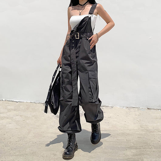 Pantalones Overol Hip Hop Cintura Alta Sueltos Estilo Urbano - Image 10