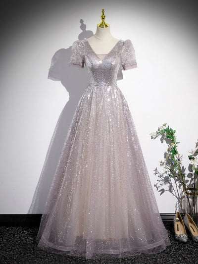Vestido Princesa Francés Escote en V Plateado para Mujer - Image 2