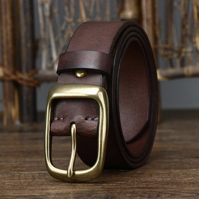 Cinturón de Cuero Genuino Estilo Retro con Hebilla de Pasador para Hombre - Image 11