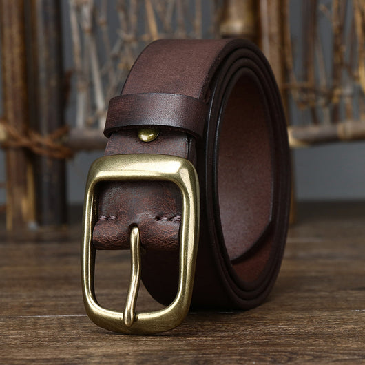 Cinturón de Cuero Genuino Estilo Retro con Hebilla de Pasador para Hombre - Image 11