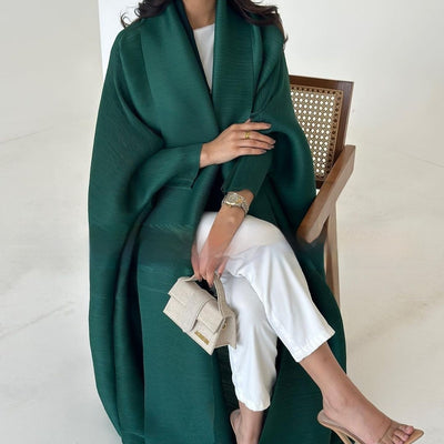 Cardigan Djellaba Étnico con Pliegues y Estampado - Capa Clásica de Moda - Image 19