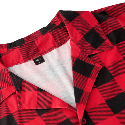 Baby in a red and black buffalo plaid long-sleeve pajama romper, viewed from the back with arms raised. - Image 33