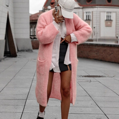 Abrigo Suéter Elegante Suelto con Bolsillos para Mujer - Otoño e Invierno - Image 4