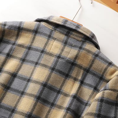 Abrigo Acolchado de Lana Escocesa con Forro Polar para Otoño e Invierno - Image 26