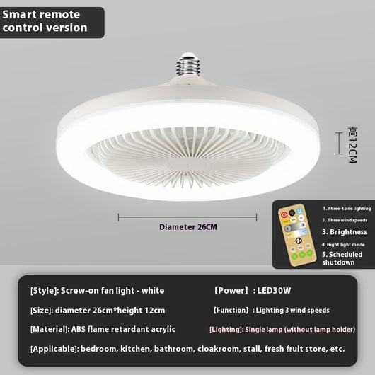 Ventilador LED Inteligente con Control Remoto y Luz Ajustable E27 - Image 8