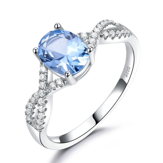 Anillo de Plata Esterlina para Mujer con Morganita Nano Ovalada - Image 2