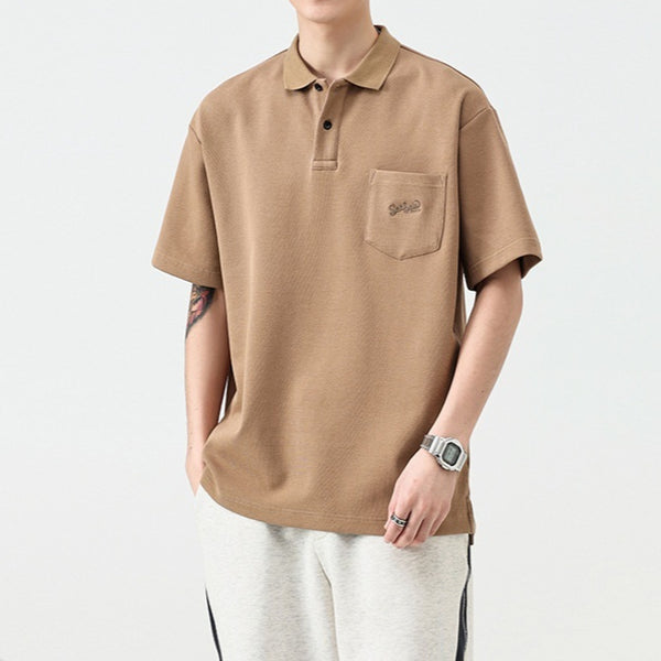 Polo Retro Estival Transpirable con Solapa Manga Corta para Hombre