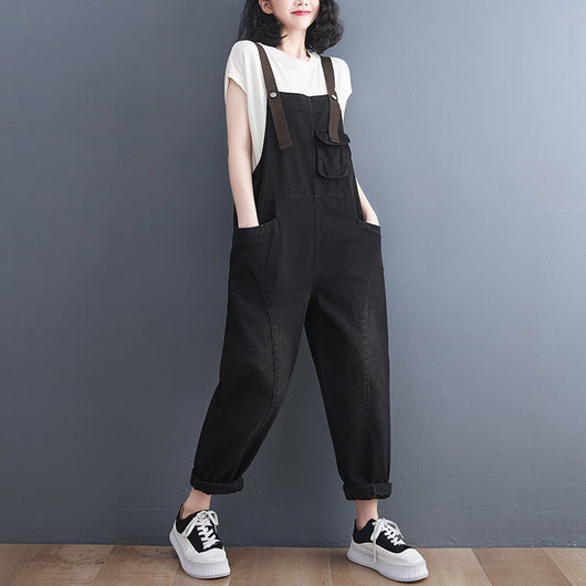 Overol de Mezclilla para Mujer Estilo Retro Casual Holgado con Tirantes - Image 3