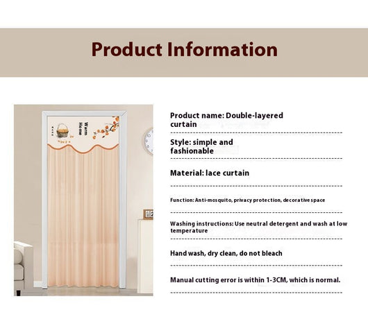Double-layer blackout doorway curtain with a light blue top featuring a cartoon bear and "LUCK DAY!" text. - Image 30