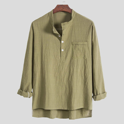 Camisa Casual de Algodón y Lino para Hombre Talla Grande - Image 5