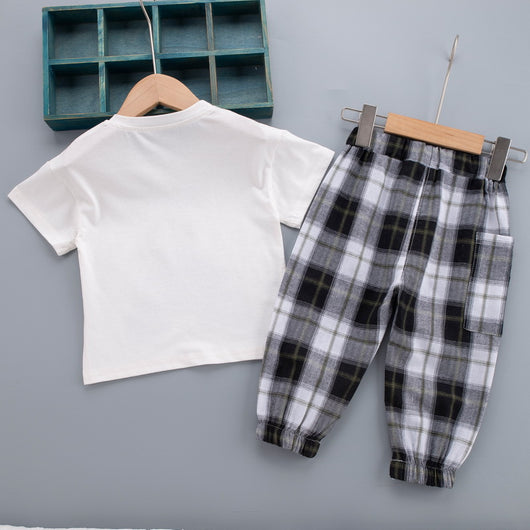 Conjunto Infantil Osito Cartoon: Playera Manga Corta y Pantalón Cuadros - Image 23