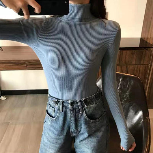 Suéter Coreano Cuello Alto Mujer - Pullover Holgado Invierno - Image 13