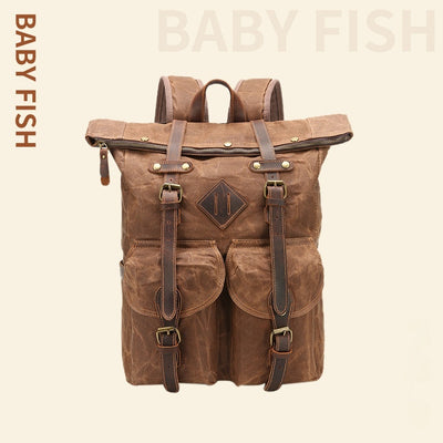 Mochila Vintage de Cuero Crazy Horse Impermeable con Gran Capacidad