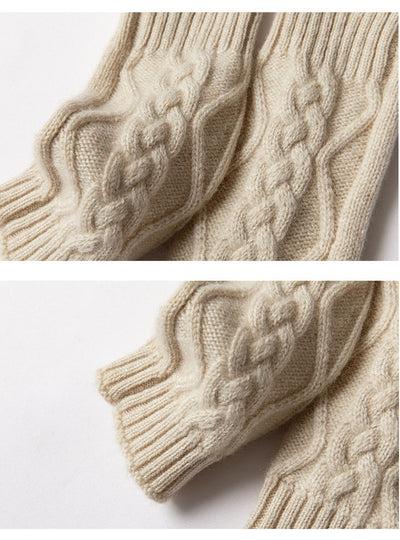 Guantes sin Dedos de Cachemira Tejida en Colores Sólidos - Image 11