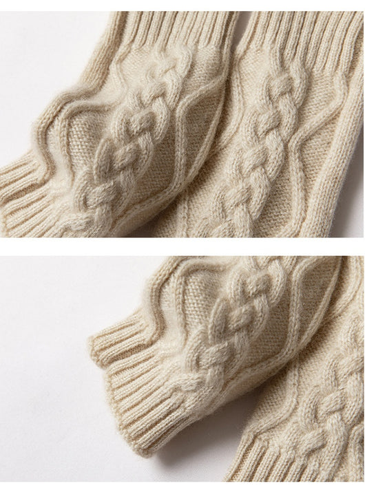 Guantes sin Dedos de Cachemira Tejida en Colores Sólidos - Image 11